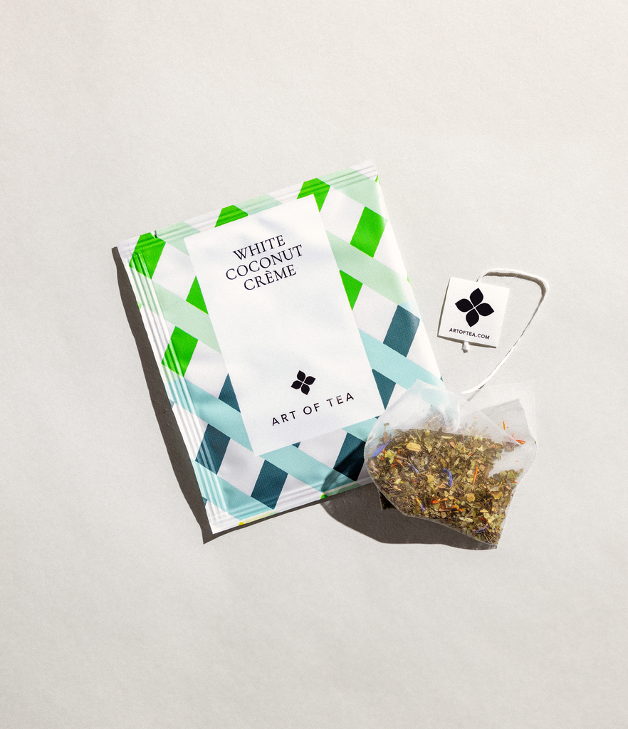 Art of Tea | Organic White Coconut Crème | 12 Count Eco Friendly Sampler  Box Assortment | Premium Caffeinated Organic White Tea Variety 